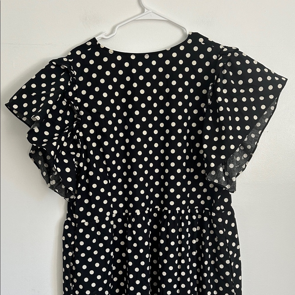 Who What Wear Black and White Polka Dot Dress - Picture 5 of 6
